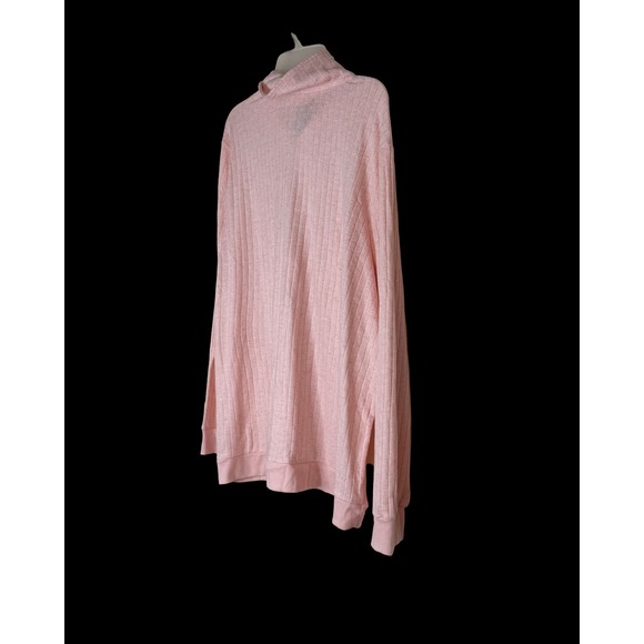 Muk Luks Women 1X Soft Peach Pointelle Knit Quarter Zip Pullover Shimmer Sweater - Picture 4 of 15